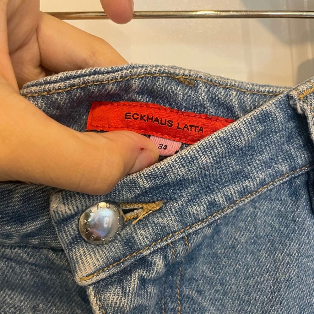 Eckhaus Latta wide leg jeans in medium wash